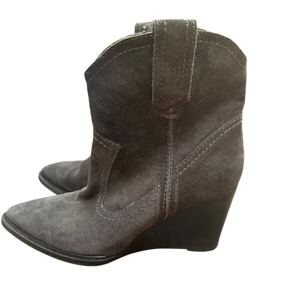 Aquatalia Suede‎ Wedge Cowboy Ankle Boots Booties Gray Made In Italy Size 7.5 - Picture 4 of 11